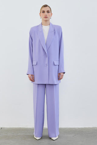 Dena Patterned Blazer Trousers Set Lilac