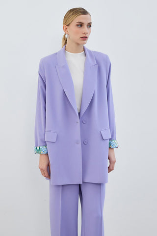 Dena Patterned Blazer Trousers Set Lilac