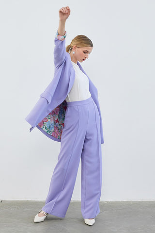 Dena Patterned Blazer Trousers Set Lilac