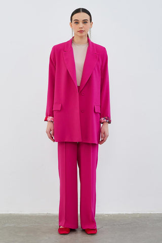 Dena Patterned Blazer Trousers Set Pink