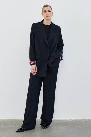 Dena Patterned Blazer Trousers Set Black