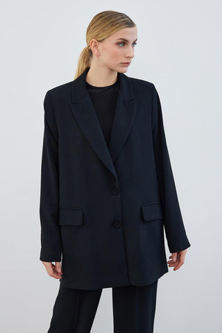 Dena Patterned Blazer Trousers Set Black