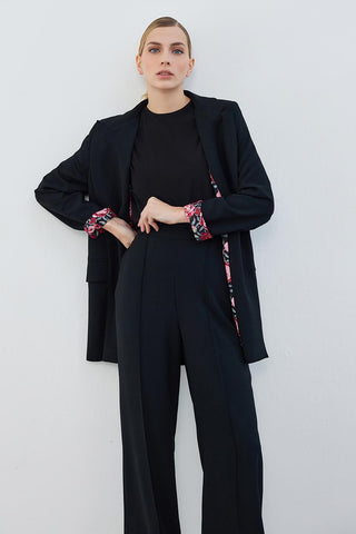 Dena Patterned Blazer Trousers Set Black