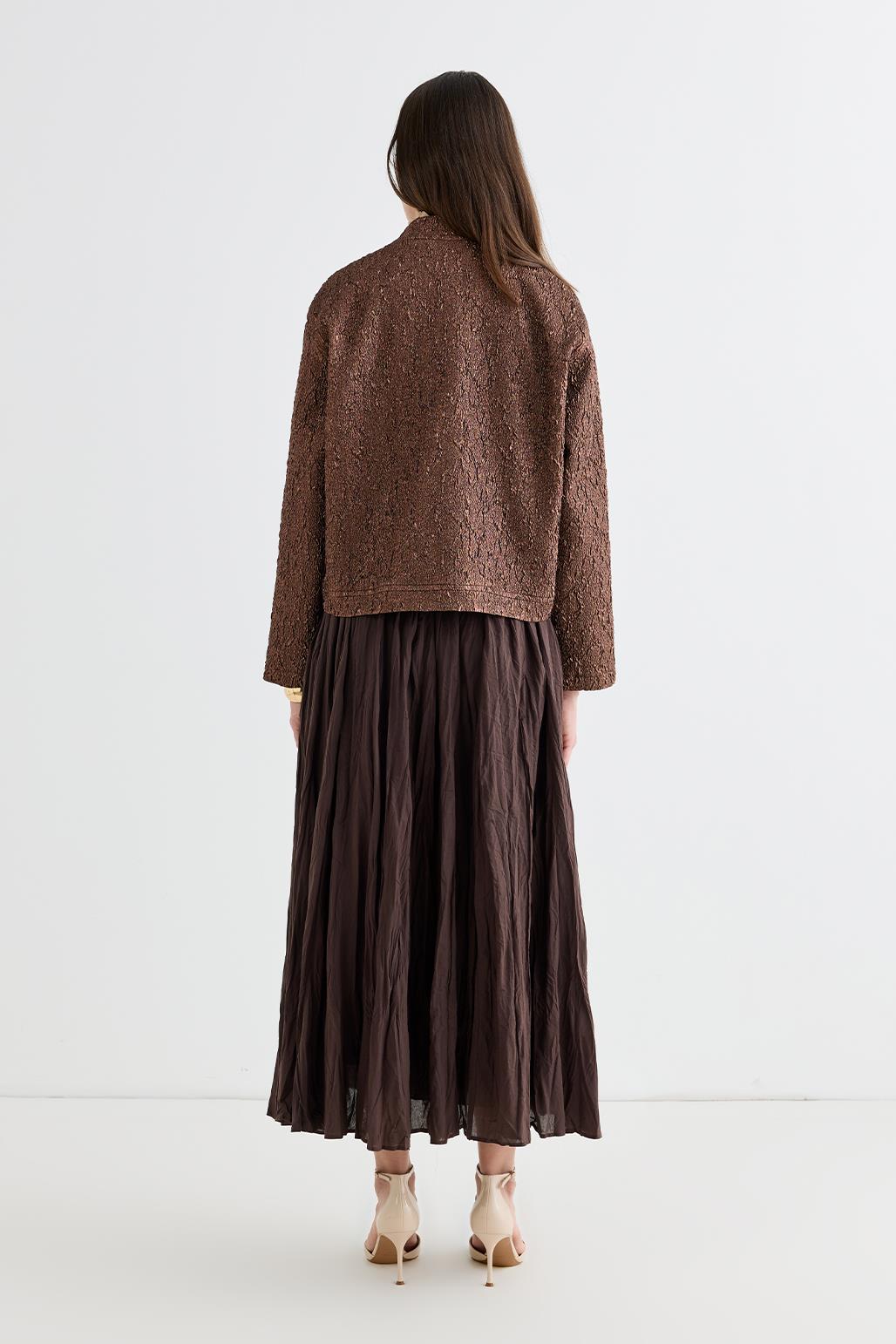 Denia Jacquard Midi Bomber Jacket Mocha