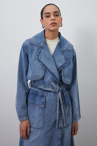 Denim Aller Trench Light Blue