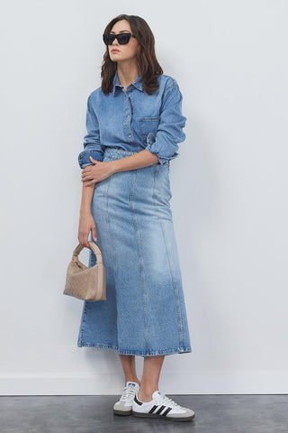 Denim Fish Tail Skirt Light Blue