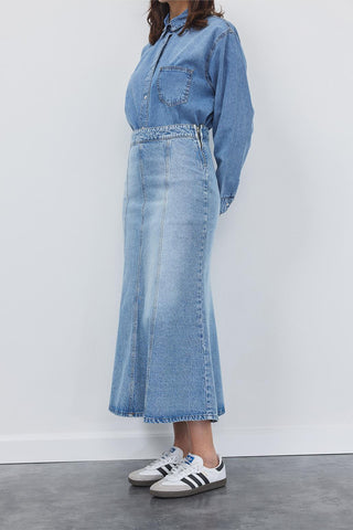 Denim Fish Tail Skirt Light Blue