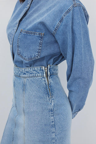 Denim Fish Tail Skirt Light Blue