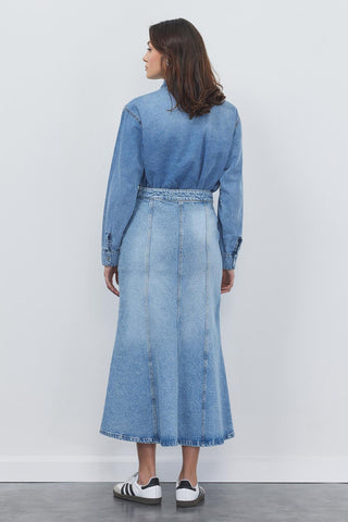 Denim Fish Tail Skirt Light Blue