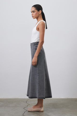 Denim Fish Tail Skirt Gray