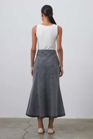 Denim Fish Tail Skirt Gray