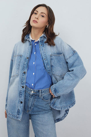 Denim Jacket with Pockets Light Blue