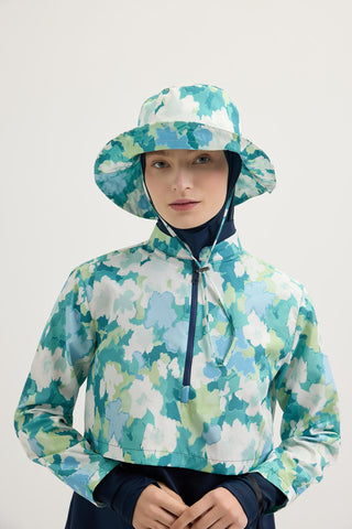 Patterned Tie-Up Bucket Hat Light Blue