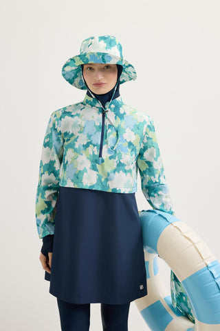 Patterned Tie-Up Bucket Hat Light Blue