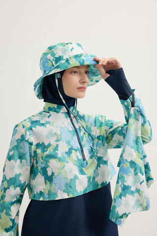 Patterned Tie-Up Bucket Hat Light Blue