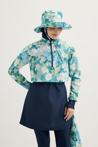Patterned Tie-Up Bucket Hat Light Blue