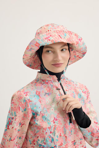 Patterned Tie-Up Bucket Hat Light Pink