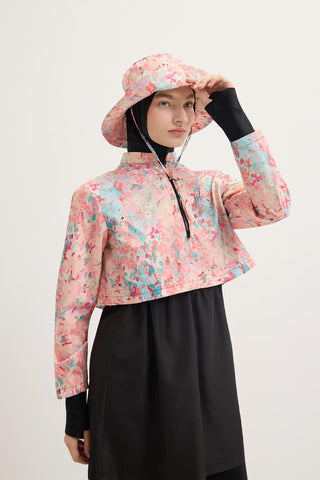 Patterned Tie-Up Bucket Hat Light Pink