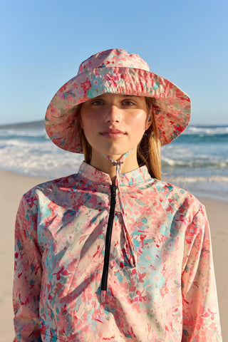Patterned Tie-Up Bucket Hat Light Pink