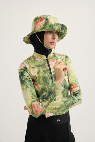 Printed Tie-Up Bucket Hat Light Green