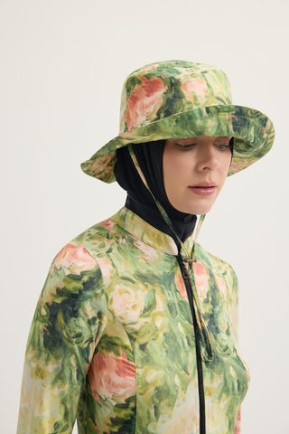 Printed Tie-Up Bucket Hat Light Green