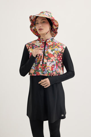 Patterned Tie-Up Bucket Hat Burgundy