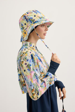 Patterned Tie-Up Bucket Hat Mustard