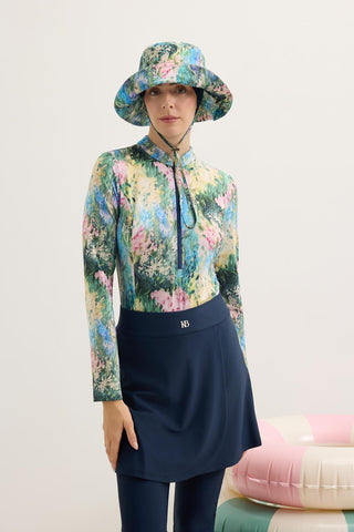 Printed Tie-Up Bucket Hat Lavender