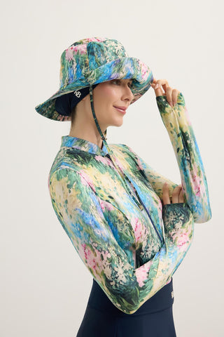 Printed Tie-Up Bucket Hat Lavender