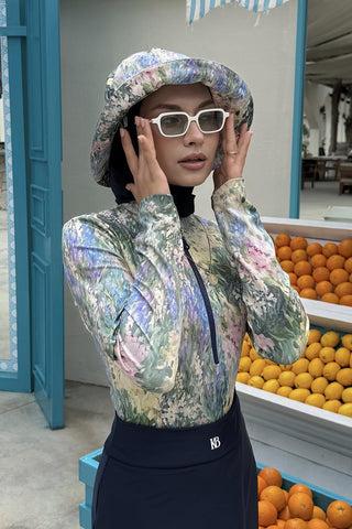 Printed Tie-Up Bucket Hat Lavender
