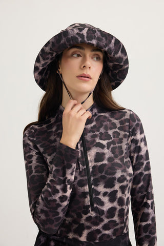 Printed Tie-Up Bucket Hat Leopard