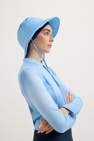 Printed Tie-Up Bucket Hat Blue
