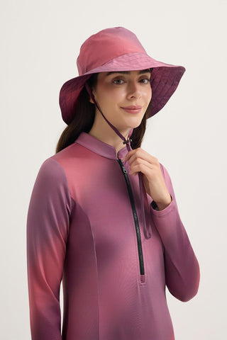 Printed Tie-Up Bucket Hat Plum