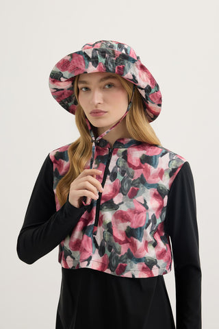 Patterned Tie-Up Bucket Hat Plum