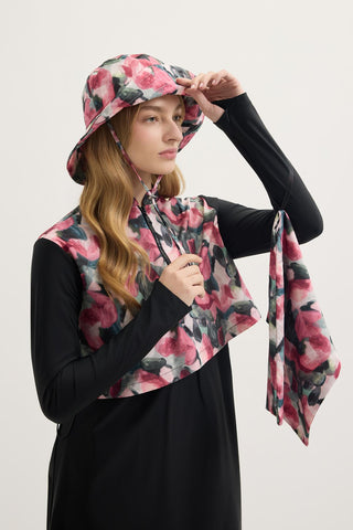 Patterned Tie-Up Bucket Hat Plum