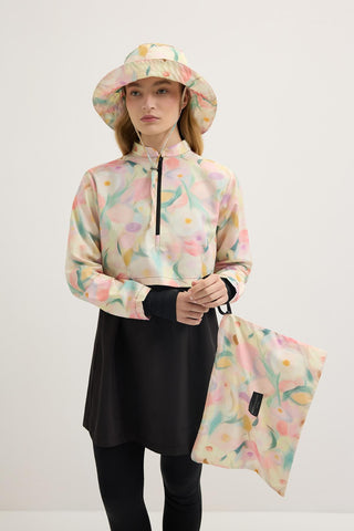 Patterned Tie-Up Bucket Hat Pastel Yellow