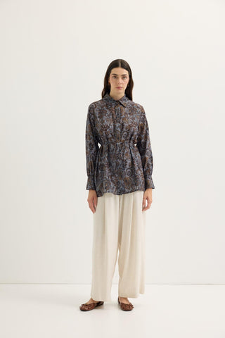 Patterned Classic Collar Shirt Brown