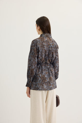 Patterned Classic Collar Shirt Brown