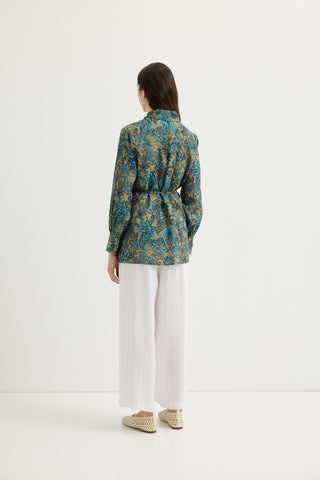 Patterned Classic Collar Shirt Olive Green