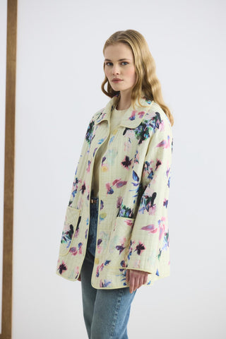 Patterned Quilted Jacket Yellow