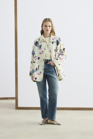 Patterned Quilted Jacket Yellow