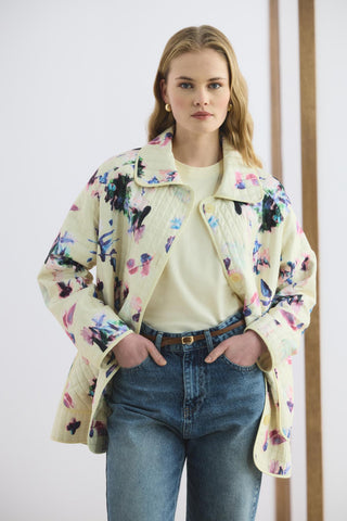 Patterned Quilted Jacket Yellow