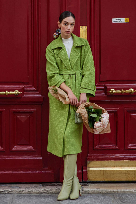 Patterned Coat Green