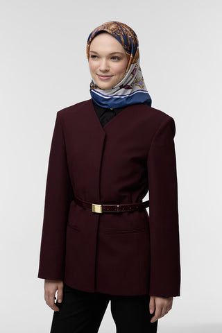 Patterned Twill Silk Square Scarf Emily