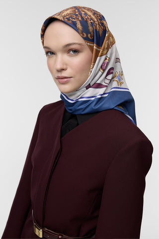 Patterned Twill Silk Square Scarf Emily