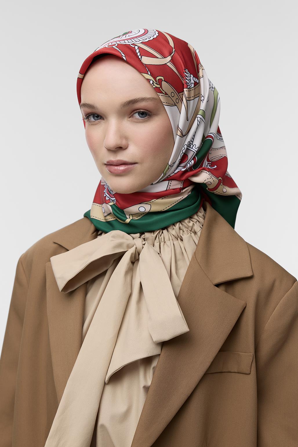 Patterned Twill Silk Square Scarf Liada