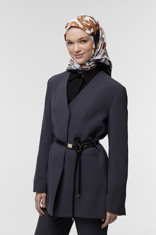 Patterned Twill Silk Square Scarf Monika