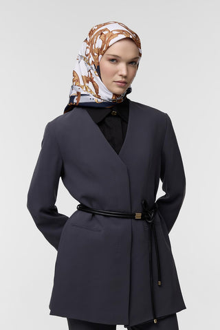 Patterned Twill Silk Square Scarf Monika