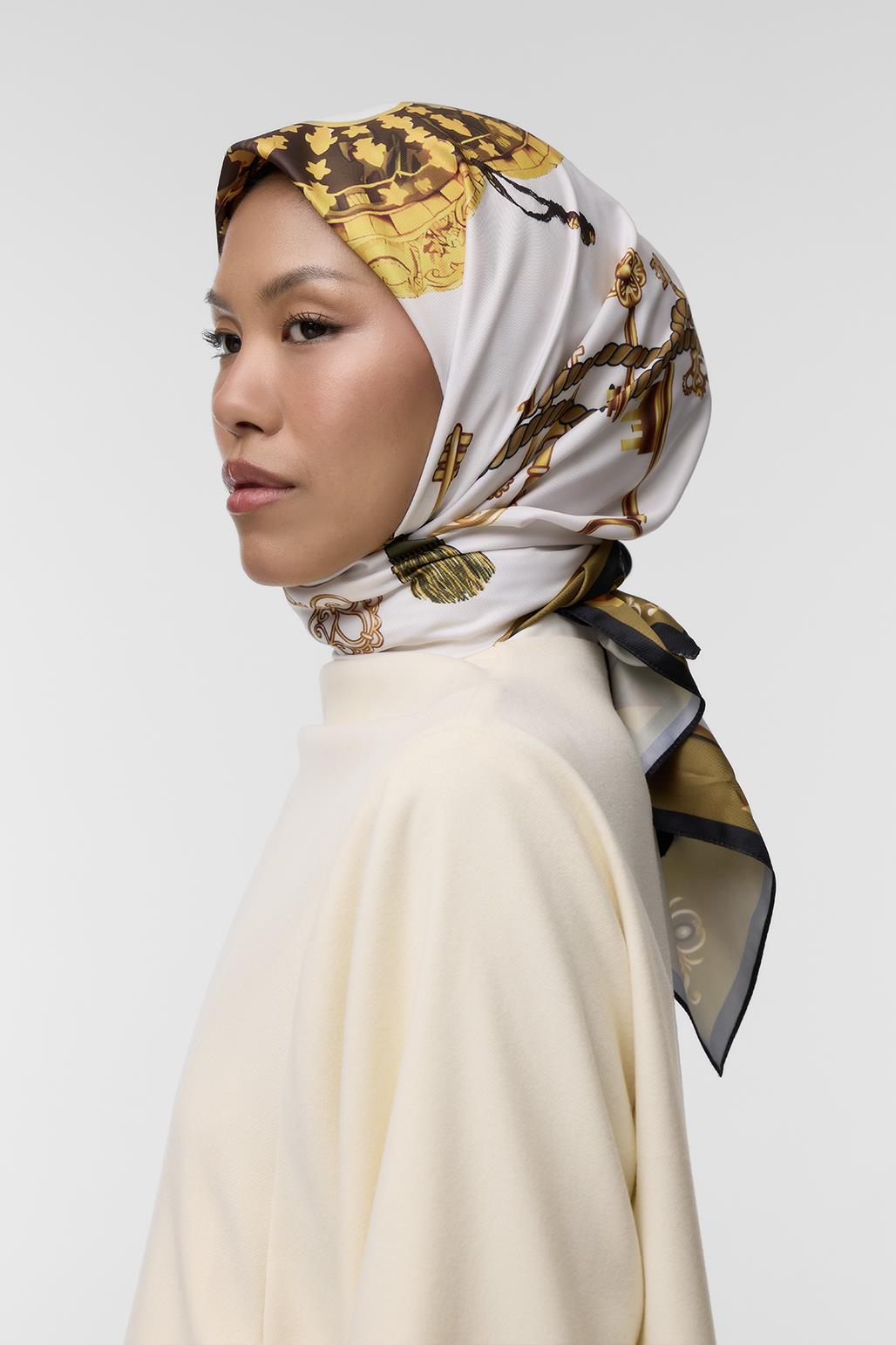 Patterned Twill Silk Square Scarf Nadine