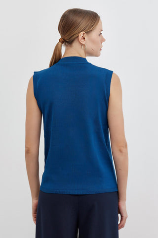 Sleeveless Basic Knitwear Indigo